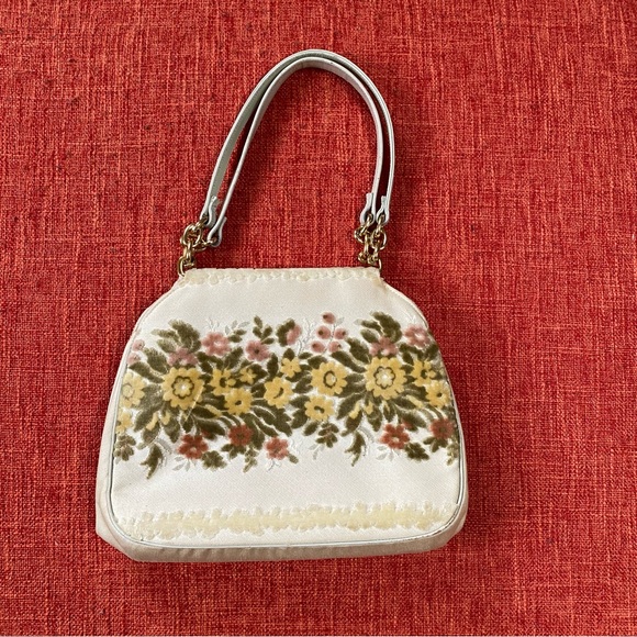 RARE 50’s Bienen Davis Velvet Floral Carpet Chenille Purse Bag - Picture 2 of 15